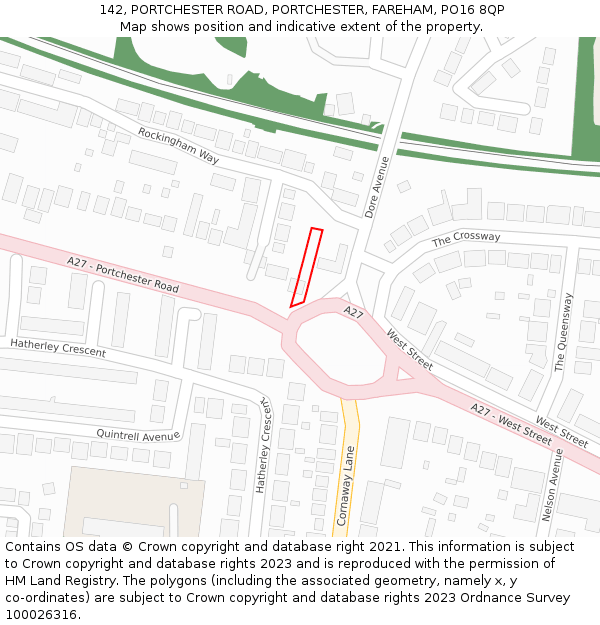 142, PORTCHESTER ROAD, PORTCHESTER, FAREHAM, PO16 8QP: Location map and indicative extent of plot