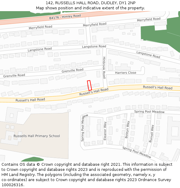 142, RUSSELLS HALL ROAD, DUDLEY, DY1 2NP: Location map and indicative extent of plot