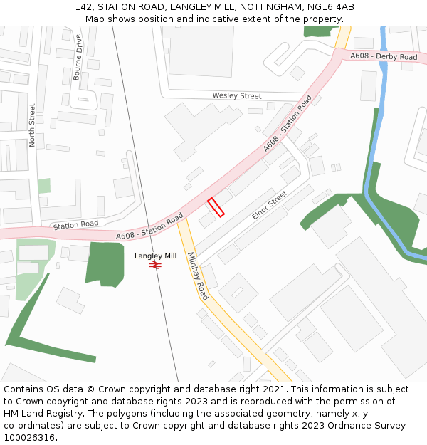 142, STATION ROAD, LANGLEY MILL, NOTTINGHAM, NG16 4AB: Location map and indicative extent of plot