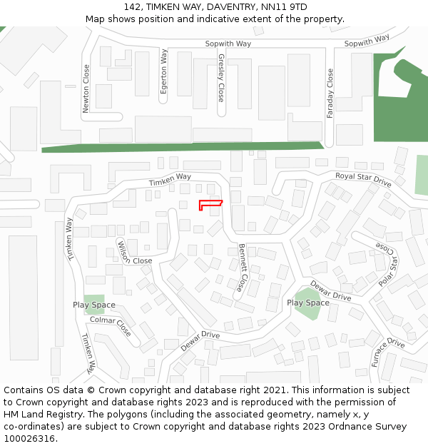 142, TIMKEN WAY, DAVENTRY, NN11 9TD: Location map and indicative extent of plot