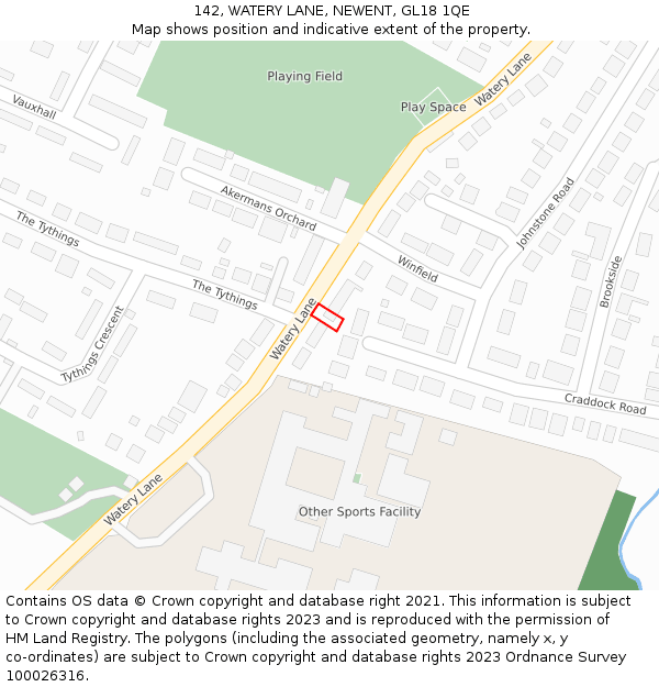 142, WATERY LANE, NEWENT, GL18 1QE: Location map and indicative extent of plot
