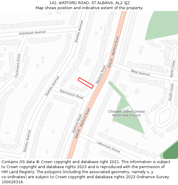 142, WATFORD ROAD, ST ALBANS, AL2 3JZ: Location map and indicative extent of plot