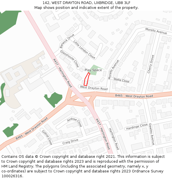 142, WEST DRAYTON ROAD, UXBRIDGE, UB8 3LF: Location map and indicative extent of plot