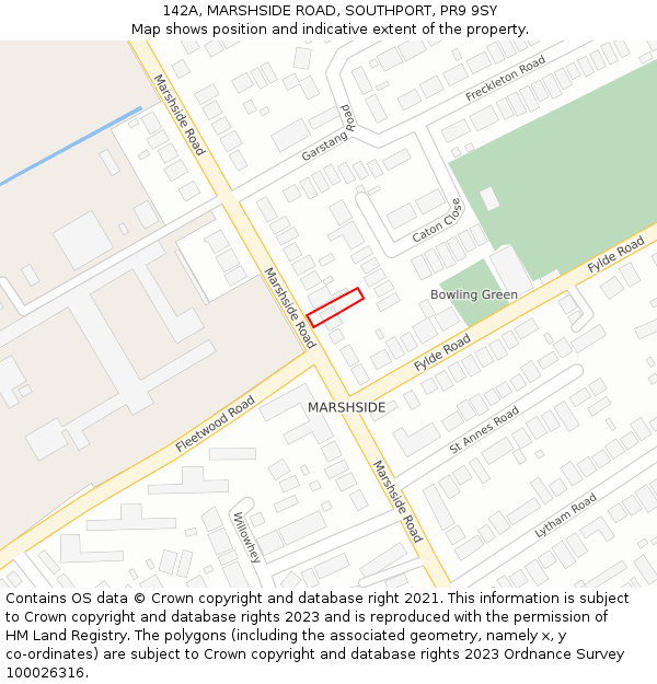 142A, MARSHSIDE ROAD, SOUTHPORT, PR9 9SY: Location map and indicative extent of plot