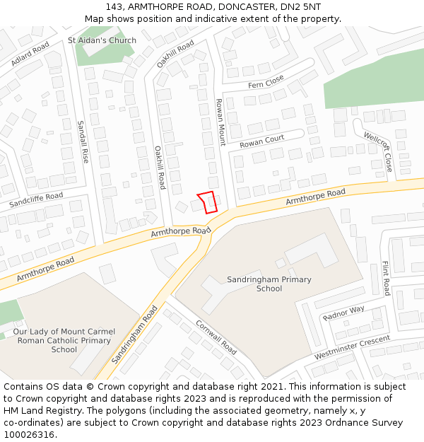 143, ARMTHORPE ROAD, DONCASTER, DN2 5NT: Location map and indicative extent of plot