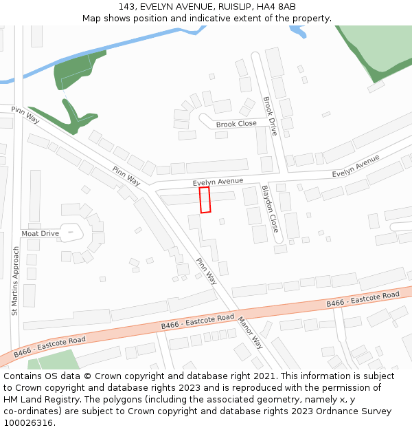 143, EVELYN AVENUE, RUISLIP, HA4 8AB: Location map and indicative extent of plot