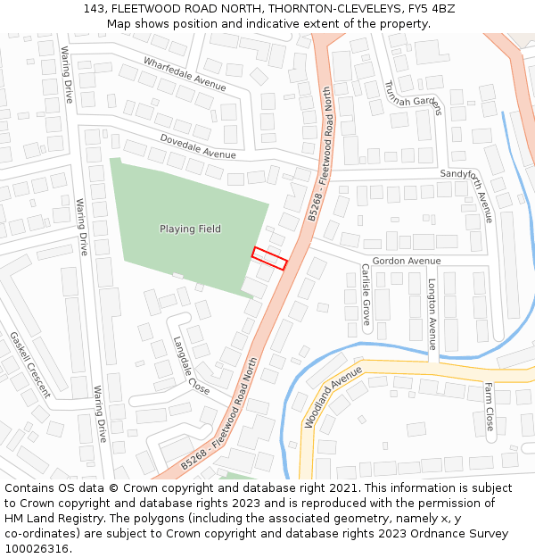 143, FLEETWOOD ROAD NORTH, THORNTON-CLEVELEYS, FY5 4BZ: Location map and indicative extent of plot