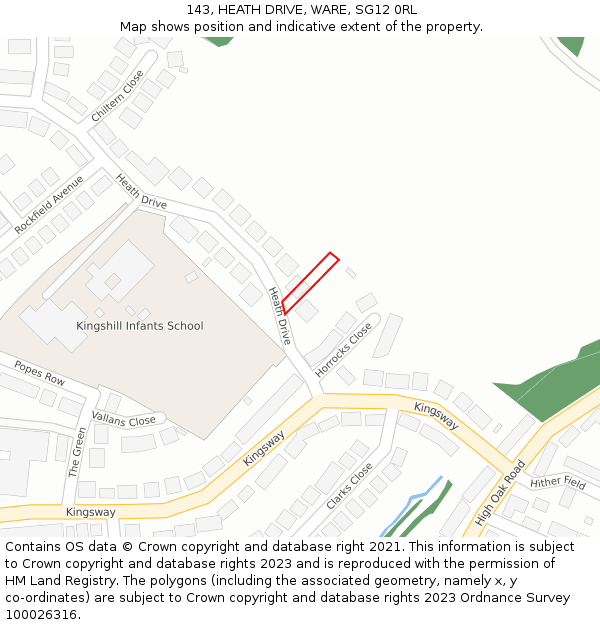 143, HEATH DRIVE, WARE, SG12 0RL: Location map and indicative extent of plot