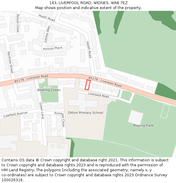 143, LIVERPOOL ROAD, WIDNES, WA8 7EZ: Location map and indicative extent of plot