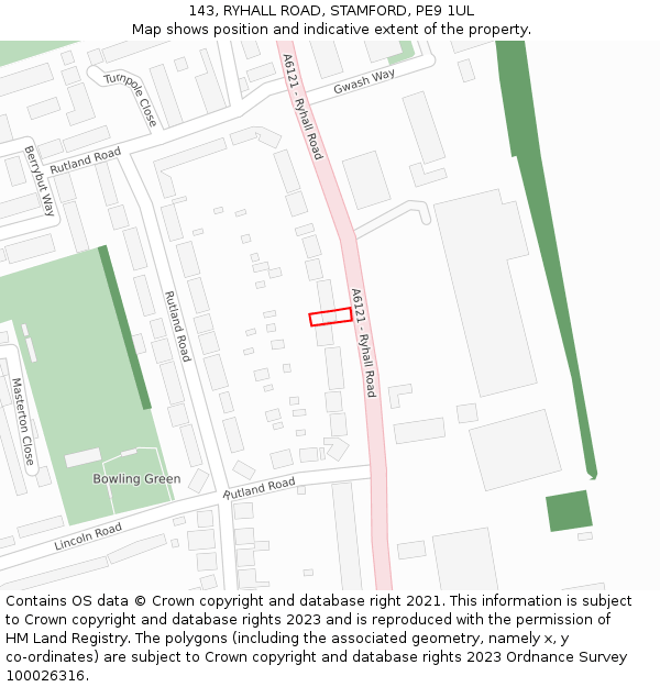 143, RYHALL ROAD, STAMFORD, PE9 1UL: Location map and indicative extent of plot