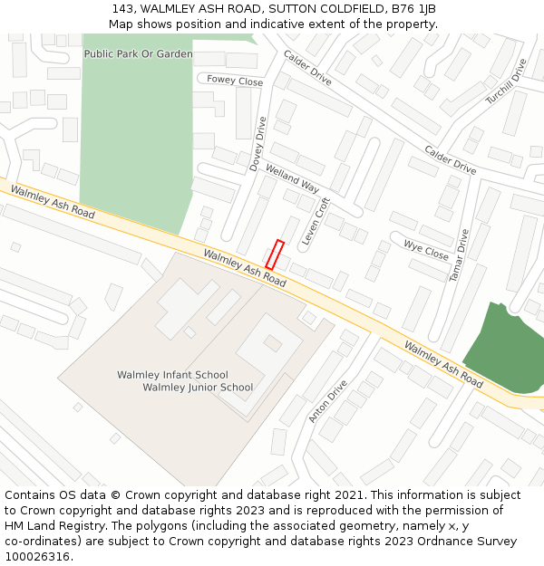 143, WALMLEY ASH ROAD, SUTTON COLDFIELD, B76 1JB: Location map and indicative extent of plot