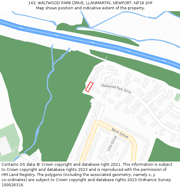 143, WALTWOOD PARK DRIVE, LLANMARTIN, NEWPORT, NP18 2HF: Location map and indicative extent of plot