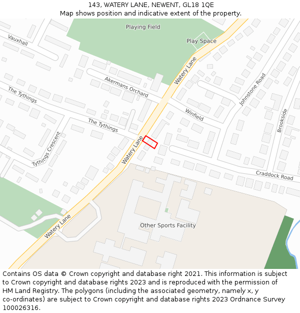 143, WATERY LANE, NEWENT, GL18 1QE: Location map and indicative extent of plot