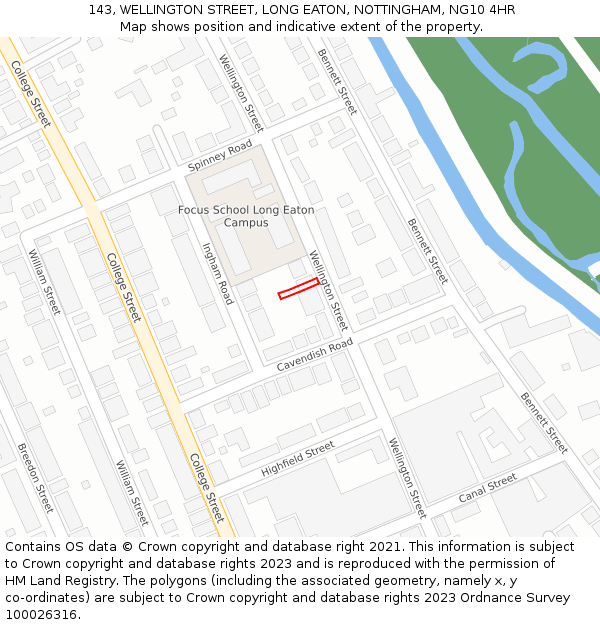 143, WELLINGTON STREET, LONG EATON, NOTTINGHAM, NG10 4HR: Location map and indicative extent of plot