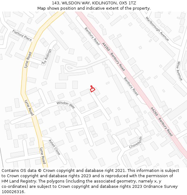 143, WILSDON WAY, KIDLINGTON, OX5 1TZ: Location map and indicative extent of plot