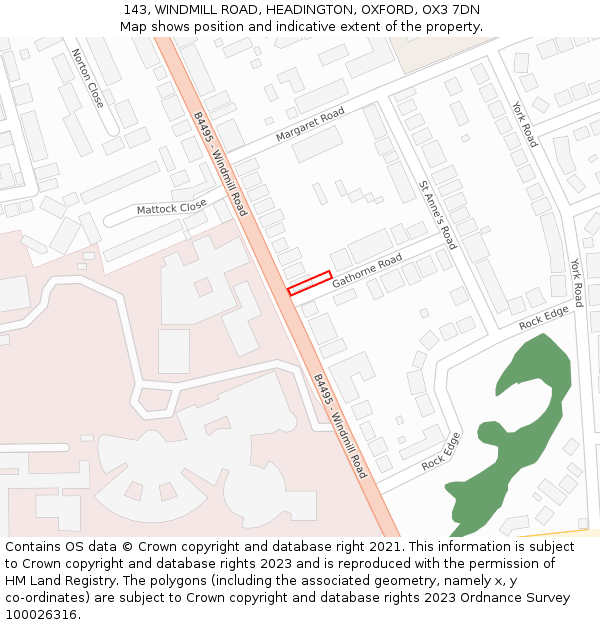 143, WINDMILL ROAD, HEADINGTON, OXFORD, OX3 7DN: Location map and indicative extent of plot