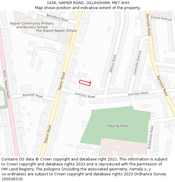 143A, NAPIER ROAD, GILLINGHAM, ME7 4HH: Location map and indicative extent of plot