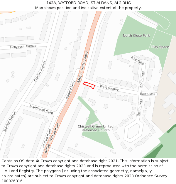 143A, WATFORD ROAD, ST ALBANS, AL2 3HG: Location map and indicative extent of plot