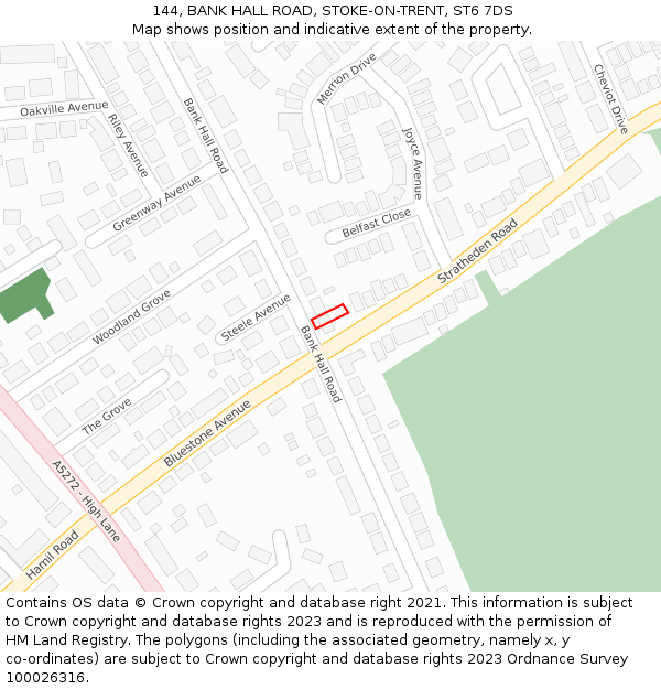 144, BANK HALL ROAD, STOKE-ON-TRENT, ST6 7DS: Location map and indicative extent of plot