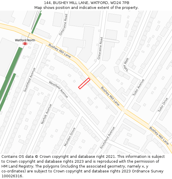 144, BUSHEY MILL LANE, WATFORD, WD24 7PB: Location map and indicative extent of plot