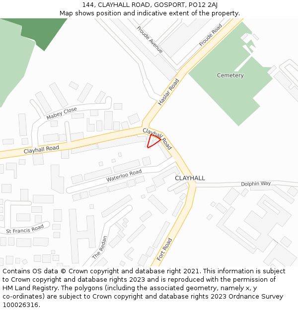 144, CLAYHALL ROAD, GOSPORT, PO12 2AJ: Location map and indicative extent of plot