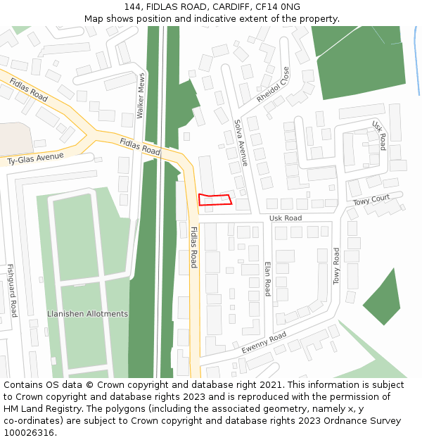 144, FIDLAS ROAD, CARDIFF, CF14 0NG: Location map and indicative extent of plot