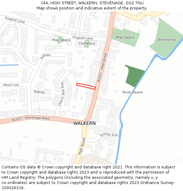 144, HIGH STREET, WALKERN, STEVENAGE, SG2 7NU: Location map and indicative extent of plot