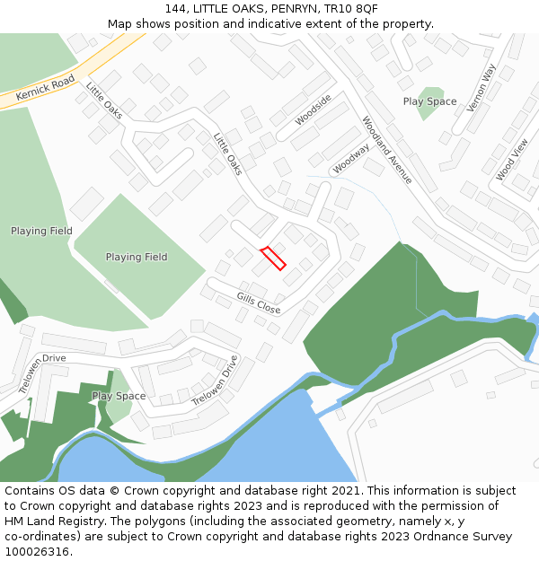 144, LITTLE OAKS, PENRYN, TR10 8QF: Location map and indicative extent of plot