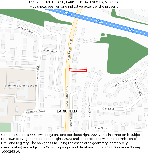 144, NEW HYTHE LANE, LARKFIELD, AYLESFORD, ME20 6PS: Location map and indicative extent of plot