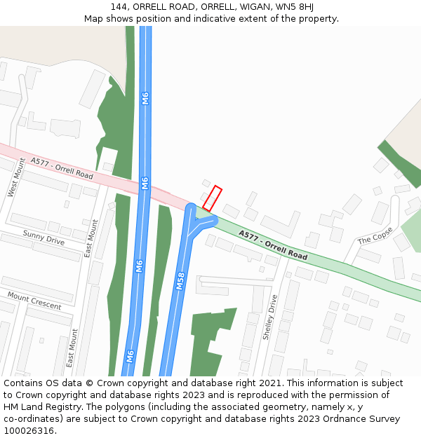 144, ORRELL ROAD, ORRELL, WIGAN, WN5 8HJ: Location map and indicative extent of plot