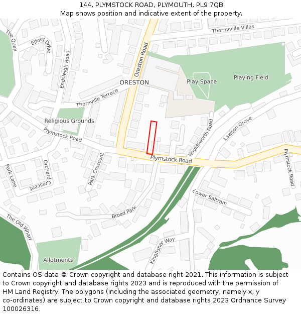 144, PLYMSTOCK ROAD, PLYMOUTH, PL9 7QB: Location map and indicative extent of plot