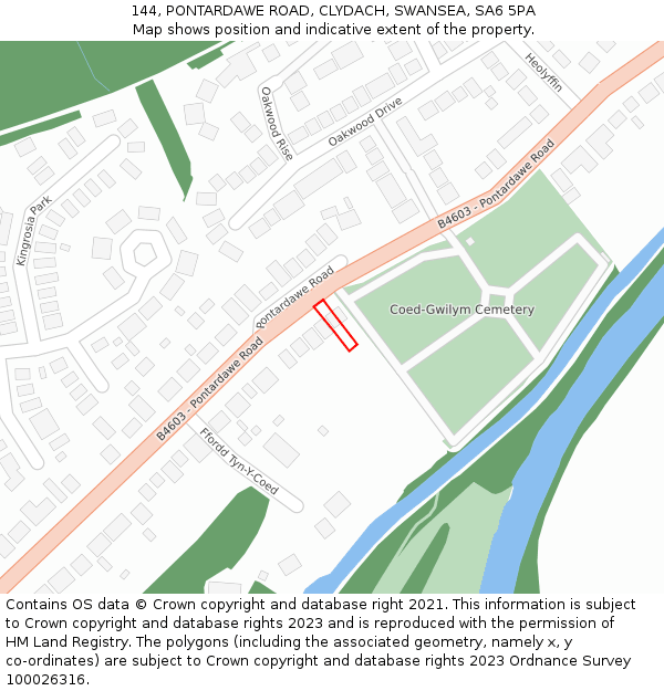 144, PONTARDAWE ROAD, CLYDACH, SWANSEA, SA6 5PA: Location map and indicative extent of plot