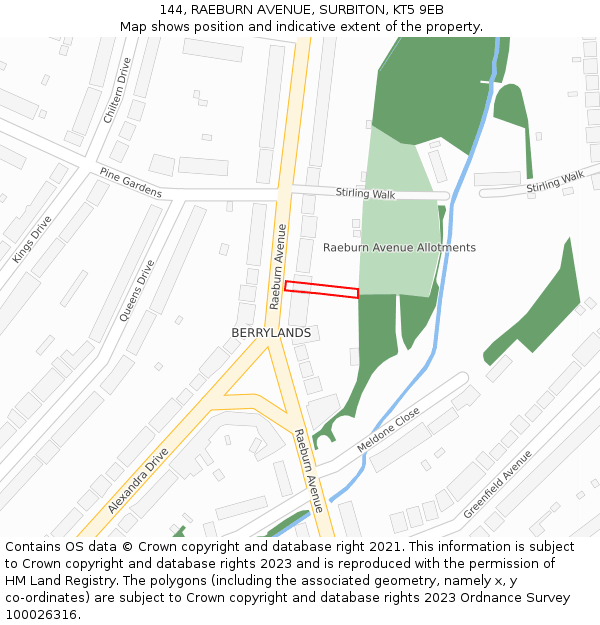 144, RAEBURN AVENUE, SURBITON, KT5 9EB: Location map and indicative extent of plot