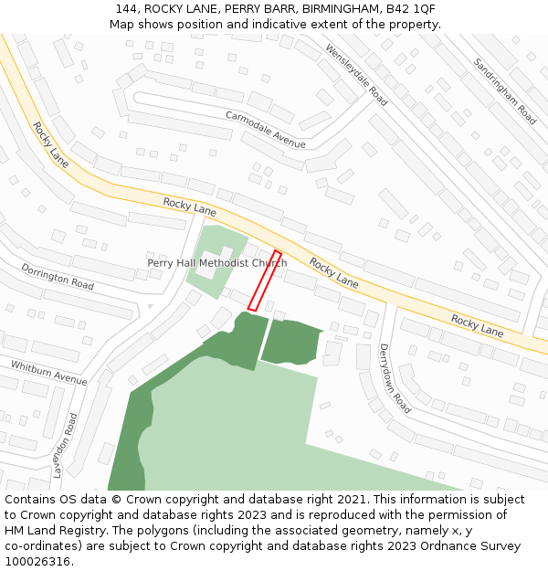 144, ROCKY LANE, PERRY BARR, BIRMINGHAM, B42 1QF: Location map and indicative extent of plot