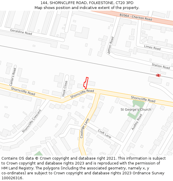 144, SHORNCLIFFE ROAD, FOLKESTONE, CT20 3PD: Location map and indicative extent of plot