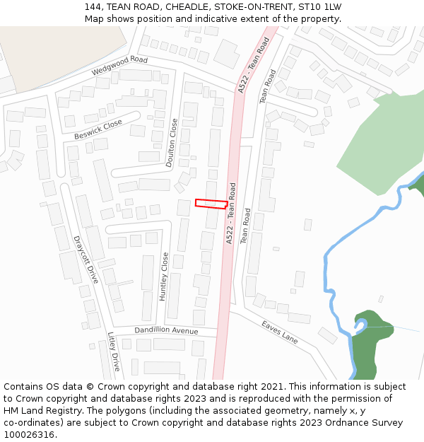 144, TEAN ROAD, CHEADLE, STOKE-ON-TRENT, ST10 1LW: Location map and indicative extent of plot