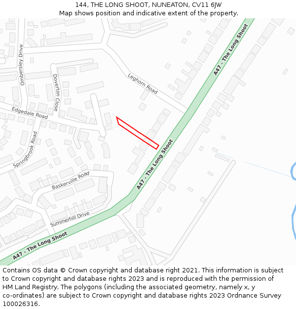 144, THE LONG SHOOT, NUNEATON, CV11 6JW: Location map and indicative extent of plot