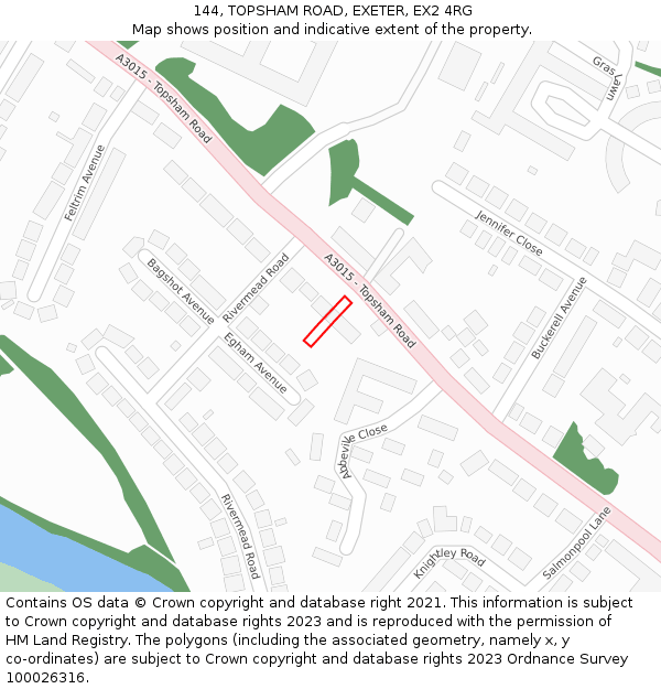 144, TOPSHAM ROAD, EXETER, EX2 4RG: Location map and indicative extent of plot