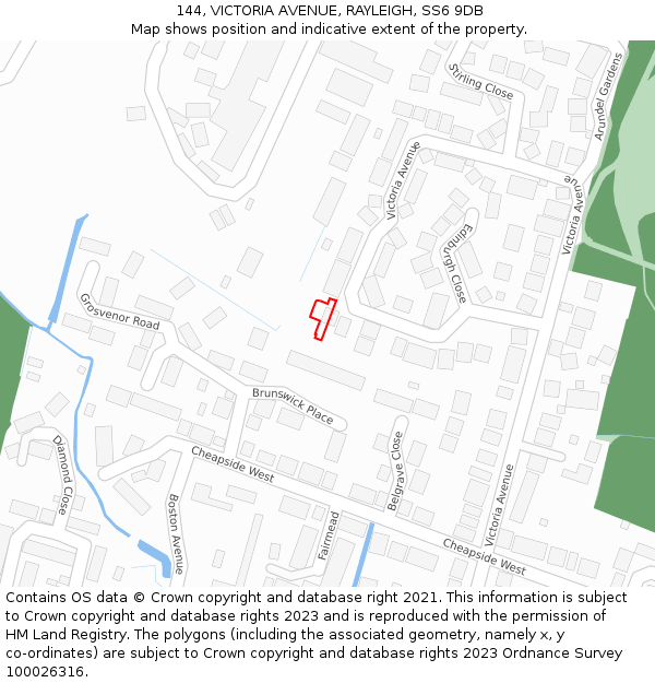 144, VICTORIA AVENUE, RAYLEIGH, SS6 9DB: Location map and indicative extent of plot