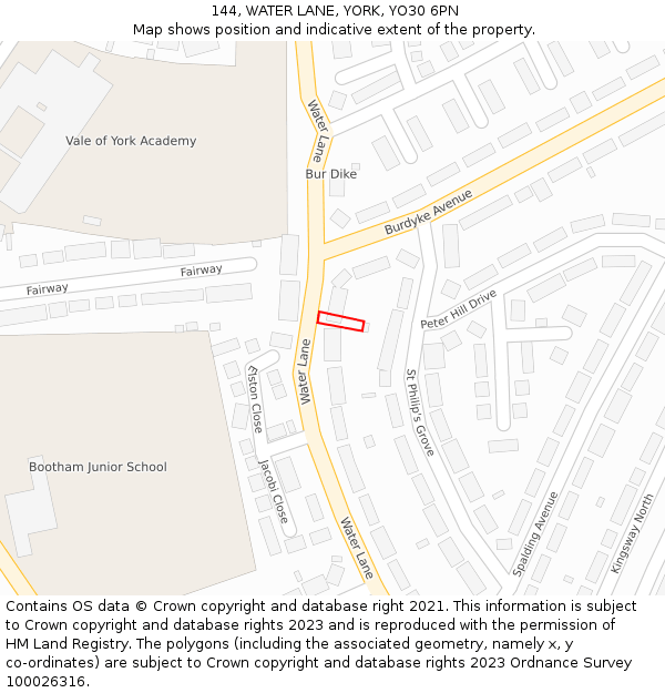 144, WATER LANE, YORK, YO30 6PN: Location map and indicative extent of plot