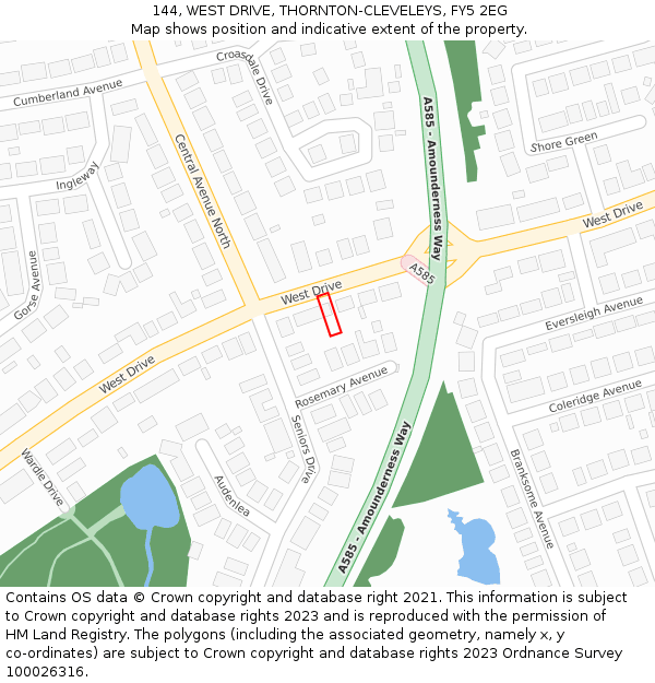 144, WEST DRIVE, THORNTON-CLEVELEYS, FY5 2EG: Location map and indicative extent of plot