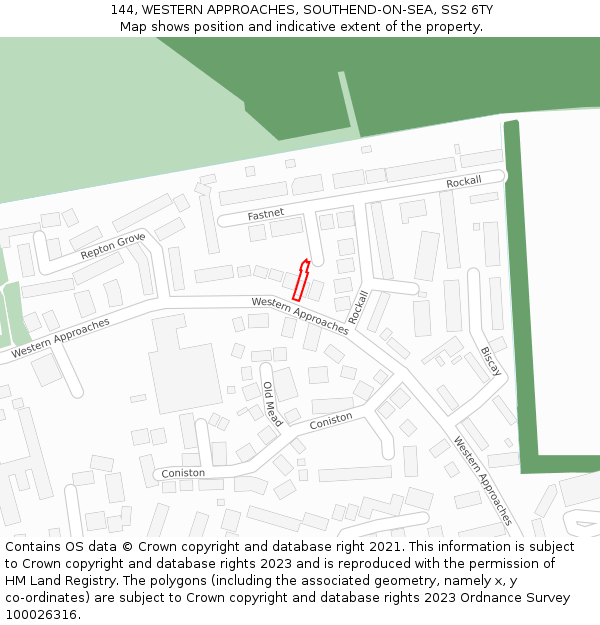 144, WESTERN APPROACHES, SOUTHEND-ON-SEA, SS2 6TY: Location map and indicative extent of plot