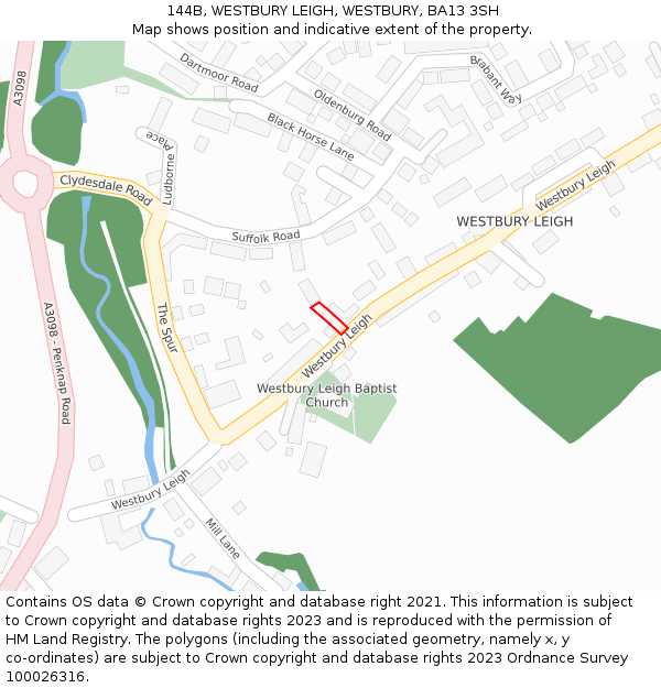 144B, WESTBURY LEIGH, WESTBURY, BA13 3SH: Location map and indicative extent of plot