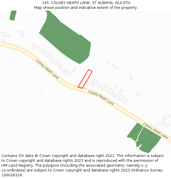 145, COLNEY HEATH LANE, ST ALBANS, AL4 0TN: Location map and indicative extent of plot