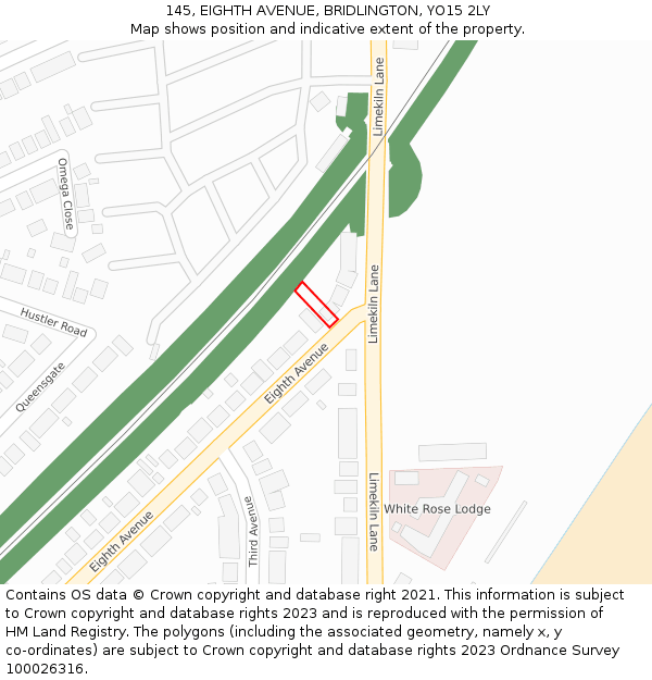 145, EIGHTH AVENUE, BRIDLINGTON, YO15 2LY: Location map and indicative extent of plot