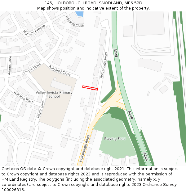 145, HOLBOROUGH ROAD, SNODLAND, ME6 5PD: Location map and indicative extent of plot