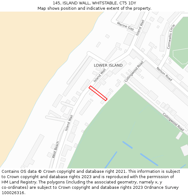 145, ISLAND WALL, WHITSTABLE, CT5 1DY: Location map and indicative extent of plot