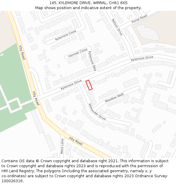 145, KYLEMORE DRIVE, WIRRAL, CH61 6XS: Location map and indicative extent of plot