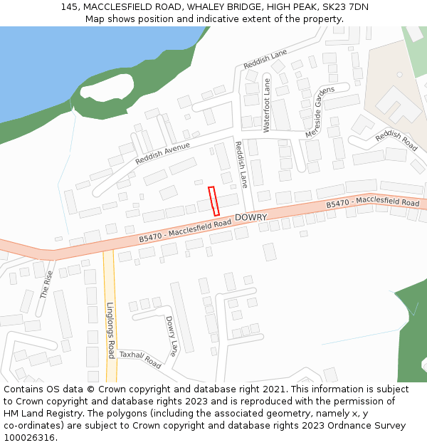 145, MACCLESFIELD ROAD, WHALEY BRIDGE, HIGH PEAK, SK23 7DN: Location map and indicative extent of plot