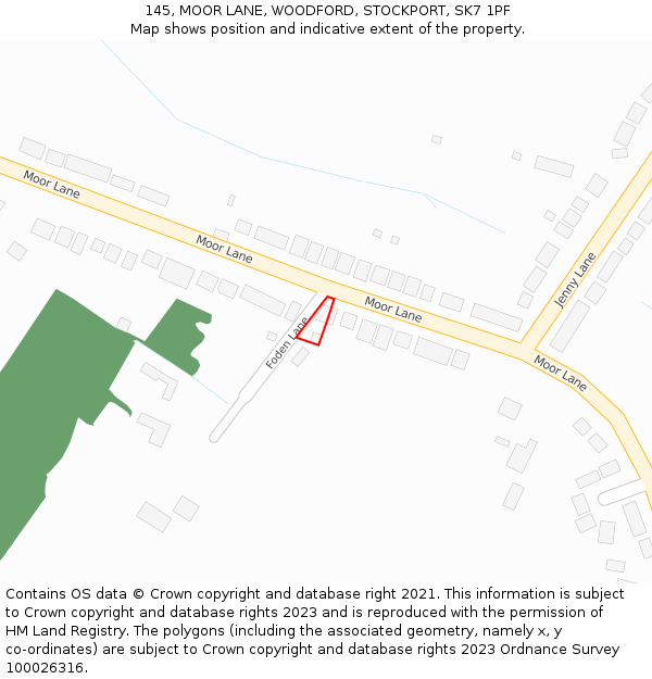 145, MOOR LANE, WOODFORD, STOCKPORT, SK7 1PF: Location map and indicative extent of plot